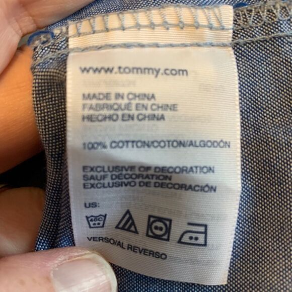 Tommy Hilfiger Blue Chambray Romper Sz M - Picture 4 of 6